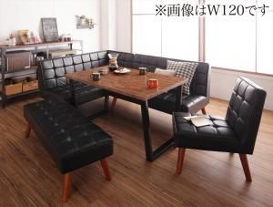スーパSALE10倍＆4時間限定10％OFF ダイニングセット（テーブル&ソファ ベンチ チェア） 古木風 ヴィンテージ カフェスタイル リビングダイニング 6人 5点セット(テーブル+ソファ1脚+アームソファ1脚+チェア1脚+ベンチ1脚) 左アーム W150 組立設置付