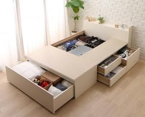 スーパSALE10倍＆4時間限定10％OFF ベッド ダブルベッド ダブル ベット シングルベッド セミダブルベッド ダブルベッド ベッドフレーム 収納付き 収納 収納ベッド ブラウン 白 ナチュラル 宮付 ベッドフレームのみ ダブル 組立設置付