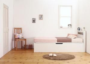 収納付きベッド シングルベッド セミダブルベッド 収納 収納付き 収納ベッド 大容量 収納ボックス 布団 敷き布団 薄型プレミアムポケットコイルマットレス付き シングル ショート丈 深さグランド 組立設置付
