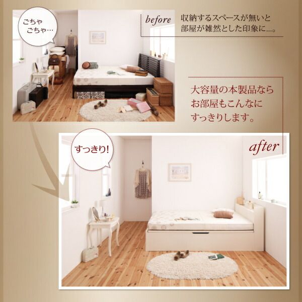 スーパSALE10倍＆4時間限定10％OFF 収納付きベッド シングルベッド セミダブルベッド 収納 収納付き 収納ベッド 大容量 収納ボックス 布団 敷き布団 薄型スタンダードボンネルコイルマットレス付き 縦開き シングル 深さラージ 組立設置付