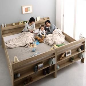 スーパSALE10倍＆4時間限定10％OFF 2段ベッドにもなるワイドキングサイズベッド 薄型抗菌国産ポケットコイルマットレス付き フルガード ワイドK200 組立設置付