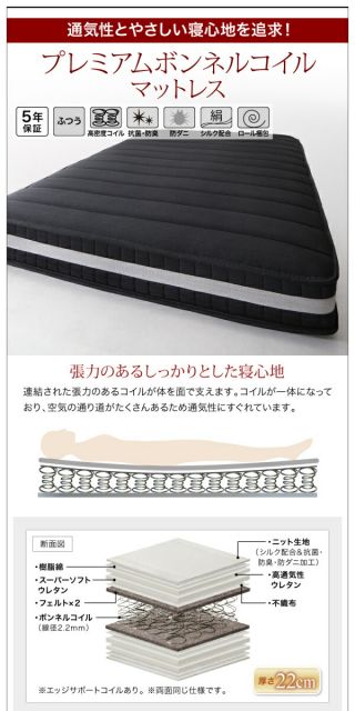 スーパSALE10倍＆4時間限定10％OFF モダンデザインベッド プレミアムボンネルコイルマットレス付き ダブル 組立設置付