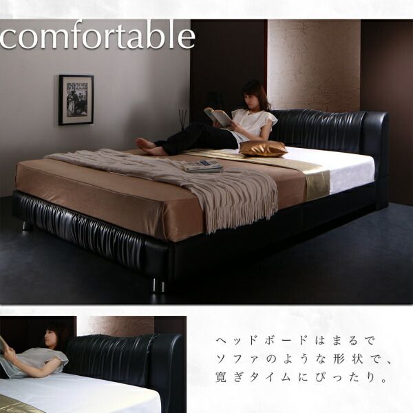 スーパSALE10倍＆4時間限定10％OFF モダンデザインベッド プレミアムボンネルコイルマットレス付き ダブル 組立設置付