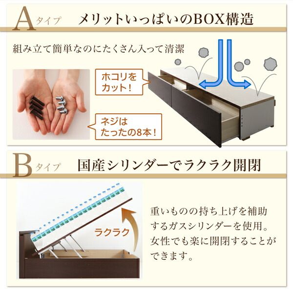 スーパSALE10倍＆4時間限定10％OFF 収納付きベッド シングルベッド セミダブルベッド 収納 収納付き 収納ベッド 大容量 収納ボックス 布団 敷き布団 ベッドフレームのみ A(S)+B(SD)タイプ ワイドK220 組立設置付