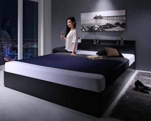 スーパSALE10倍＆4時間限定10％OFF 棚・コンセント付収納ベッド マルチラススーパースプリングマットレス付き セミダブル 組立設置付