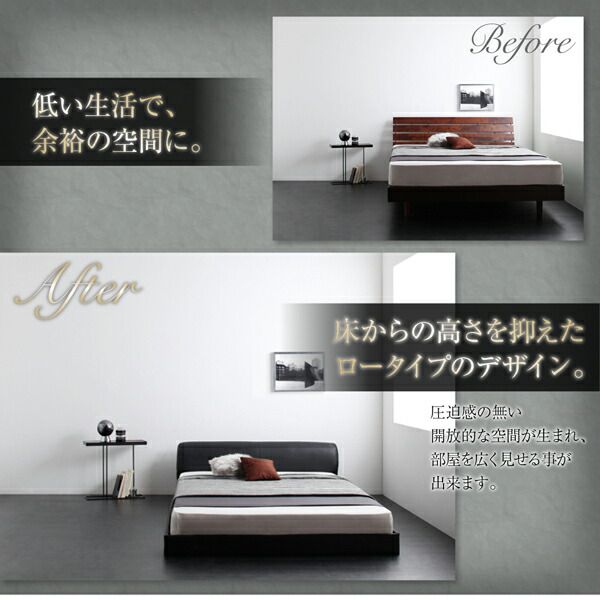 スーパSALE10倍＆4時間限定10％OFF 高級感のある モダンデザインレザーフロアベッド スタンダードボンネルコイルマットレス付き シングル 組立設置付