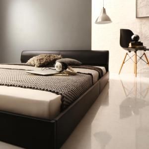 スーパSALE10倍＆4時間限定10％OFF 高級感のある モダンデザインレザーフロアベッド プレミアムボンネルコイルマットレス付き セミダブル 組立設置付