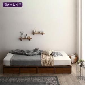 スーパSALE10倍＆4時間限定10％OFF 選べる引出収納付きシンプルデザインローベッド スタンダードボンネルコイルマットレス付き 引き出し4杯 セミダブル 組立設置付