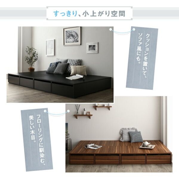スーパSALE10倍＆4時間限定10％OFF 選べる引出収納付きシンプルデザインローベッド スタンダードボンネルコイルマットレス付き 引き出し4杯 セミダブル 組立設置付