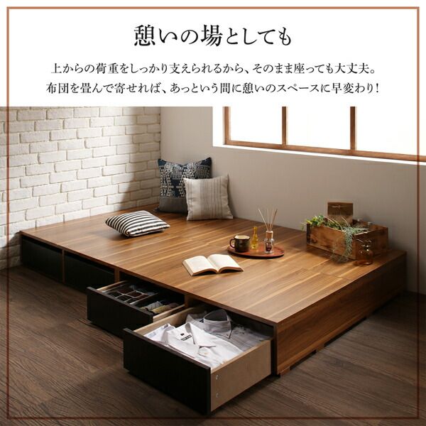 スーパSALE10倍＆4時間限定10％OFF 布団で寝られる おしゃれなヴィンテージ・モダン風 引き出し収納バイカラーベッド マルチラススーパースプリングマットレス付き 引き出しなし セミダブル 組立設置付