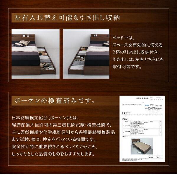 スーパSALE10倍＆4時間限定10％OFF 新生活におすすめシーツとセットでお買い得 棚・コンセント付き収納ベッド プレミアムボンネルコイルマットレス付き セミダブル 組立設置付