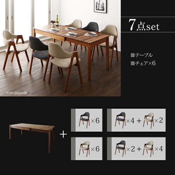スーパSALE10倍＆4時間限定10％OFF ダイニングテーブル 伸縮 北欧デザイン天然木ウォールナット材 伸縮式ダイニングシリーズ ダイニングテーブル単品 W120-180 組立設置付