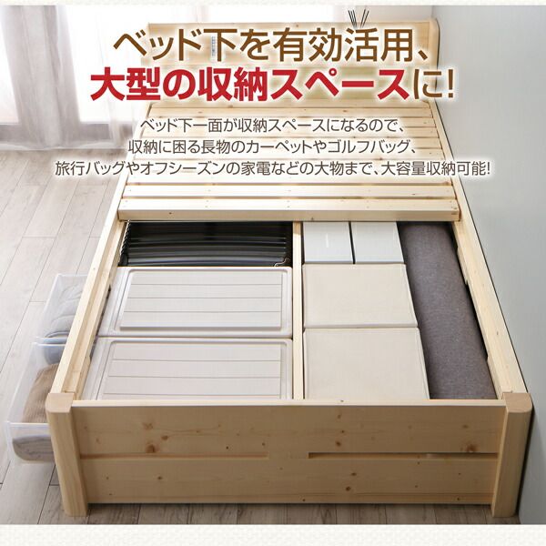 スーパSALE10倍＆4時間限定10％OFF 耐荷重600kg 6段階高さ調節 コンセント付超頑丈天然木すのこベッド マルチラススーパースプリングマットレス付き ダブル 組立設置付
