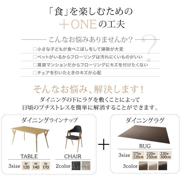 スーパSALE10倍＆4時間限定10％OFF ダイニングセット（テーブル&チェア ラグ） 北欧デザインダイニング 4人 6点セット(テーブル+チェア4脚＋ラグ) W140 組立設置付