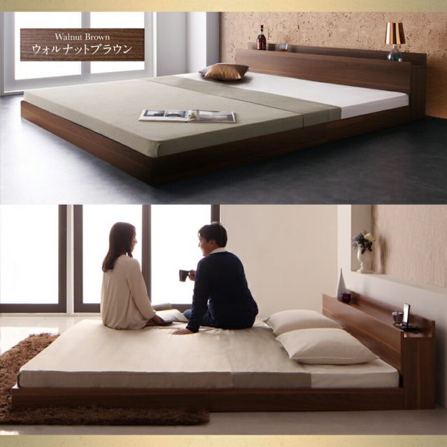 スーパSALE10倍＆4時間限定10％OFF ロングセラー フロアベッド クイーン クイーンベッド マットレス 一枚もの  ベッド 3人家族 2人 3人 棚付き 棚 コンセント付き 北欧 快適 ゆったり すのこ プレミアムボンネルコイルマットレス付き クイーン(Q×1) 組立設置付