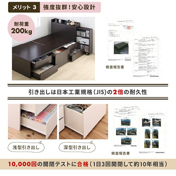スーパSALE10倍＆4時間限定10％OFF MITAS寝具SELECT ベッド ベット 収納付きベッド シングルベッド  宮付き 大容量 一人暮らし おしゃれ コンパクト 子供 女性 180 キッズ ベビー 日本製 組立設置付 薄型プレミアムポケットコイルマットレス付 シングル ショート丈