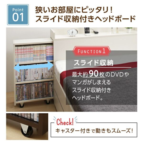 スーパSALE10倍＆4時間限定10％OFF 収納付きベッド シングルベッド セミダブルベッド 収納 収納付き 収納ベッド 大容量 収納ボックス 布団 敷き布団 プレミアムボンネルコイルマットレス付き チェスト収納 セミダブル 組立設置付