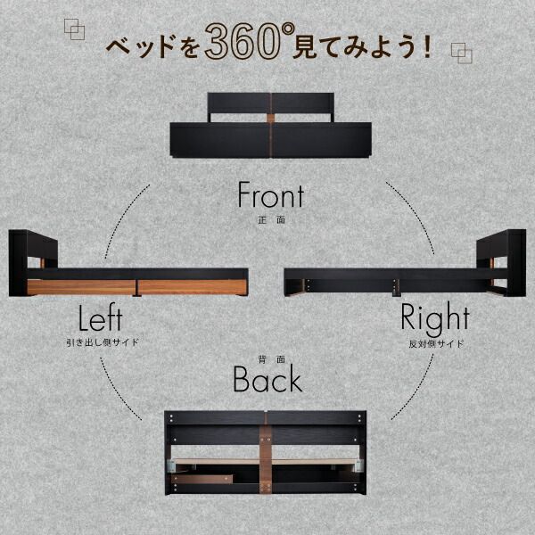 スーパSALE10倍＆4時間限定10％OFF 棚・コンセント付き収納ベッド マルチラススーパースプリングマットレス付き ダブル 組立設置付