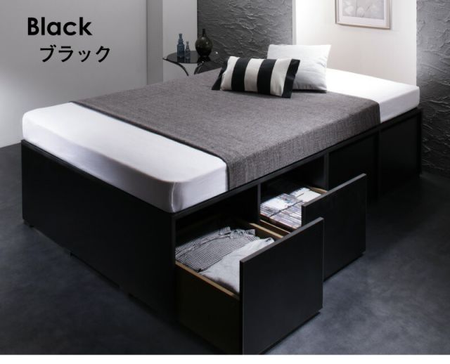 スーパSALE10倍＆4時間限定10％OFF ベッド ベッドフレーム マットレス付き フィッツ 木製 収納付きベッド ヘッドレス 薄型プレミアムポケットコイルマットレス付き ハイタイプ 引き出しなし セミダブル 組立設置付