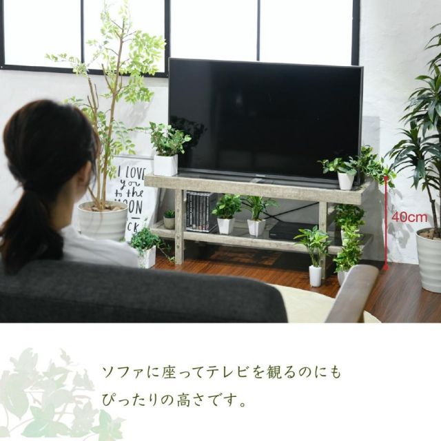 スーパSALE10倍＆4時間限定10％OFF グリーンのある暮らし テレビ台 ガラス 古材 インテリア 40インチ グリーン シャビー 多肉植物 ラック おしゃれ 鉢置き台 一人暮らし テレビボード ロータイプ MI