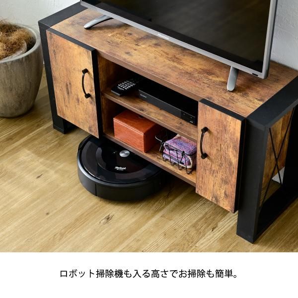 スーパSALE10倍＆4時間限定10％OFF テレビ台 32型 対応 ヴィンテージ 風 幅 90cm ブルックリン インダストリアル アイアン レコーダー収納 木製 脚付き 扉付き 棚付き ひとり暮らし MI