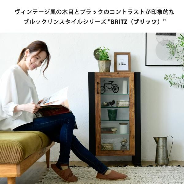 スーパSALE10倍＆4時間限定10％OFF コレクションラック 棚 高さ 90cm 可動棚 飾り棚 ディスプレイ 扉付き ガラス 扉 ガラス棚 アンティーク風 インダストリアル フィギュア 強化ガラス 透明 収納 MI