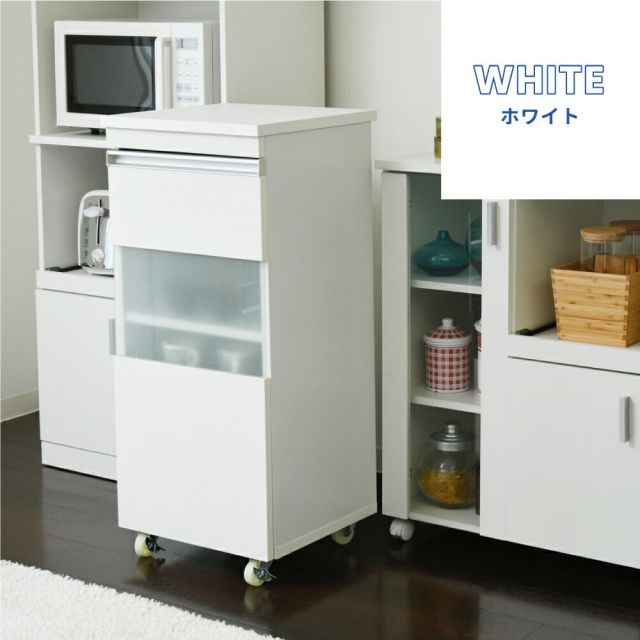 3%OFFクーポン有  キッチン 隙間収納 ラック キャビネット 幅40 高さ90 奥行40 スリム 食器棚 4段 ロータイプ キャスター コンパクト ガラス 扉付き 隙間ラック ワゴン