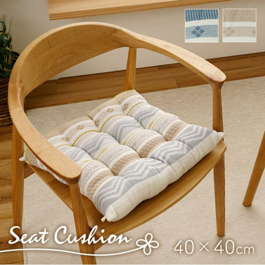 スーパSALE10倍＆4時間限定10％OFF クッション シート 幾何学模様 洗える ベージュ 約40×40cm