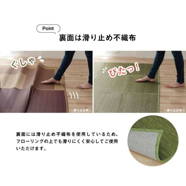 ラグ マット 小林製薬 持続性抗菌剤 KOBA-GUARD 制菌 抗菌防臭  滑り止め ウレタン 不織布 夏 い草 グラデーション 約60×180cm