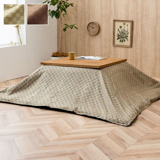 スーパSALE10倍＆4時間限定10％OFF インド綿100％ 格子柄 こたつ布団 上掛カバー 約210×350cm