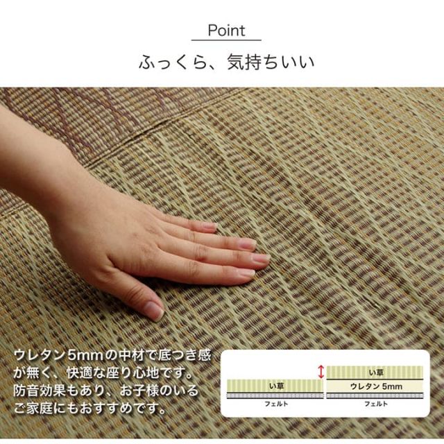 い草 ラグ カーペット 消臭 抗菌 防臭 ふっくら コンパクト 約4畳 正方形 約190×300cm (裏:不織布)