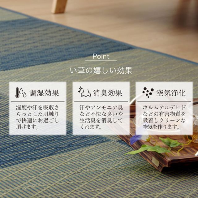 い草 ラグ カーペット 消臭 抗菌 防臭 ふっくら コンパクト 約4畳 正方形 約190×300cm (裏:不織布)
