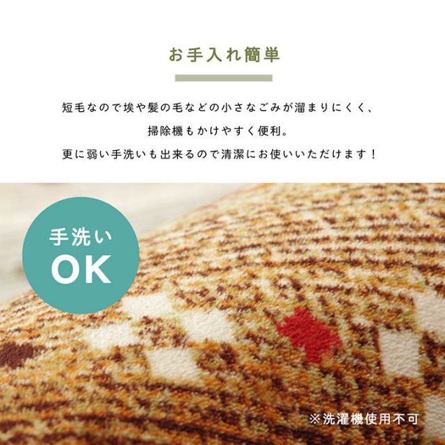 スーパSALE10倍＆4時間限定10％OFF ラグ 長方形 大判 洗える ギャベ オレンジ 約220×320cm ホットカーペット対応