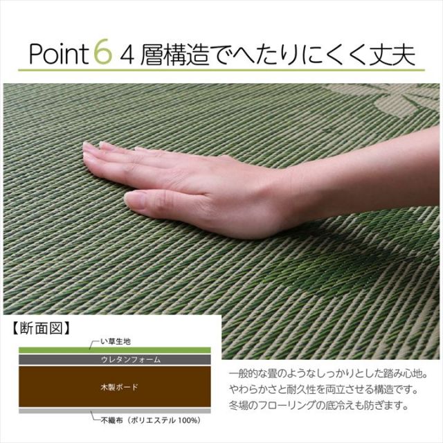 国産 い草 日本製 置き畳 ユニット畳 簡単 和室 デザイン アレンジ オリジナル リーフ 約82×82cm 4P 4枚組