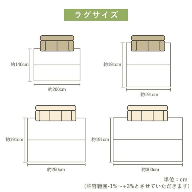 ラグ 長方形 い草 日本製 国産 自然素材 滑り止め加工 ナチュラル 市松柄 オールシーズン 消臭 シンプル 約3畳 約191×250cm ホットカーペット対応 床暖房対応