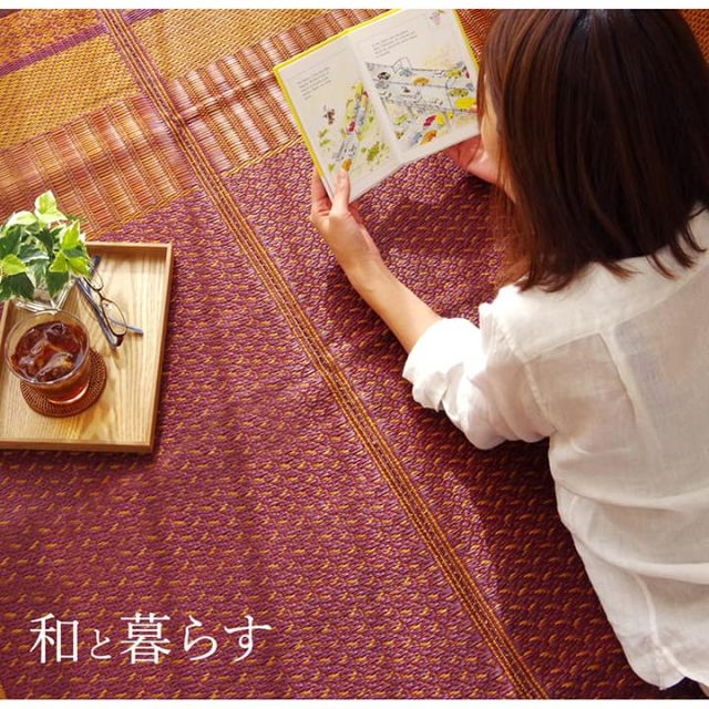 敷物 花ござ 国産 純国産 日本製 い草 モダン 抗菌防臭 自然素材 不織布 江戸間6畳 約261×352cm