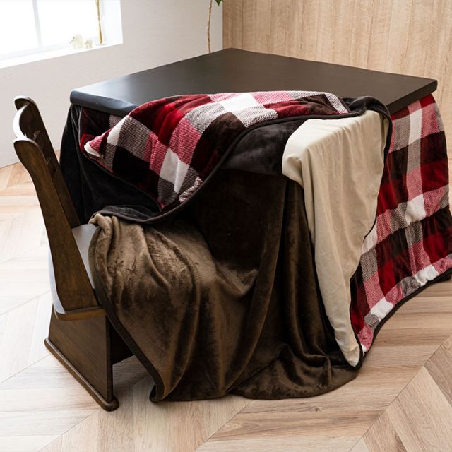 こたつ布団用 中掛け毛布 洗える ハイタイプ フランネル 約80×105×65cm