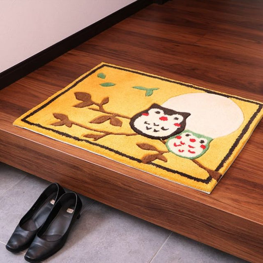 スーパSALE10倍＆4時間限定10％OFF 玄関マット へたりにくい 弾力性 約50×70cm ふくろう フクロウ 抗菌防臭