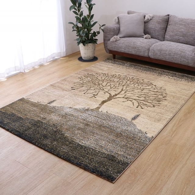 ウィルトン カーペット 長方形 風景画 抗菌防臭 約133×190cm