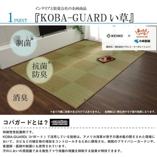 スーパSALE10倍＆4時間限定10％OFF 敷物 花ござ 国産 純国産 日本製 小林製薬 持続性抗菌剤 KOBA-GUARD 制菌 抗菌防臭  夏 い草 市松 モダン 江戸間3畳 約174×261cm