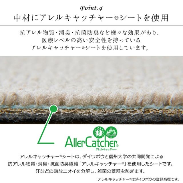 デスクカーペット  日本製 抗菌 消臭 清潔  撥水 抗アレル物質 ダニ対策 約117×140cm