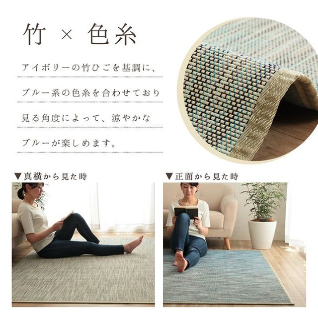 ラグ バンブー 竹 グラデーション 抗菌防臭 消臭 夏 オールシーズン 滑り止めシート付き 約190×300cm