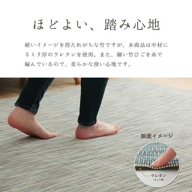 ラグ バンブー 竹 グラデーション 抗菌防臭 消臭 夏 オールシーズン 滑り止めシート付き 約190×300cm