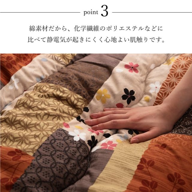 日本製 こたつ布団  こたつ厚掛敷 セット 和柄 長方形 大判 約 205×285cm