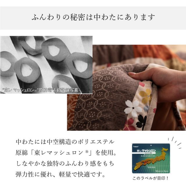 日本製 こたつ布団  こたつ厚掛敷 セット 和柄 長方形 大判 約 205×285cm
