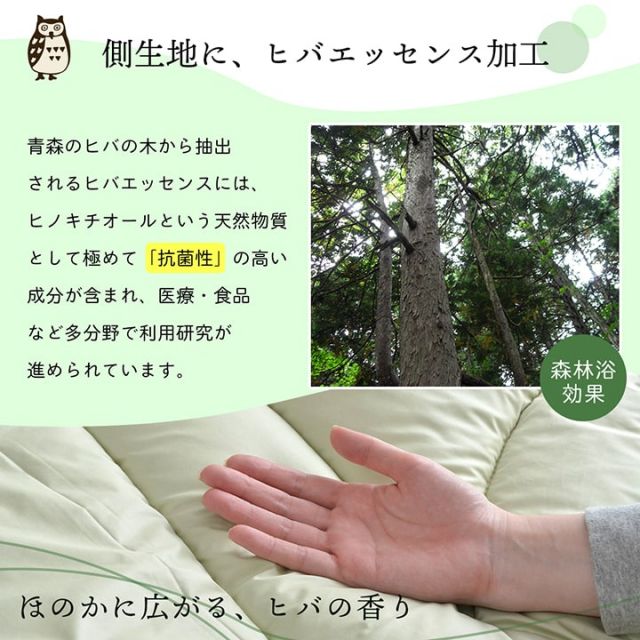 掛け布団 シングルロング 寝具 無地 ヒバエッセンス使用 『i森の眠り』 約150×210cm
