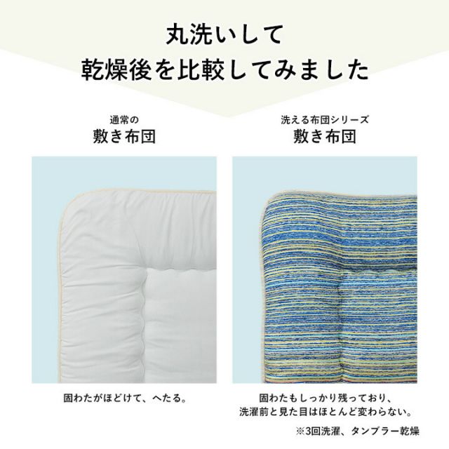 スーパSALE10倍＆4時間限定10％OFF 寝具 洗える 清潔 敷き布団 東レft綿 四つ折り コンパクト収納 日本製 シングルロング 約100×210cm イリス マルチブルー