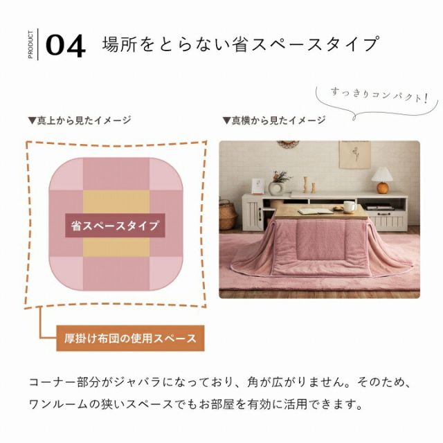 省スペース こたつ布団 正方形 無地調 約170×170cm