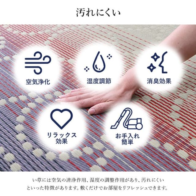 い草ラグ 和モダン柄　インテリア　節電　夏用　涼しい　おしゃれ　おすすめ 湿度調節 消臭効果 お手入れ簡単 約191×191cm