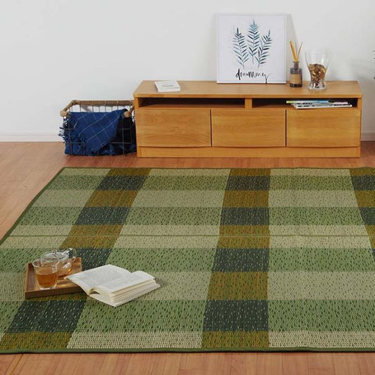 い草ラグ 消臭 カーペット 長方形  チェック 約191×250cm (裏:不織布) 滑りにくい加工